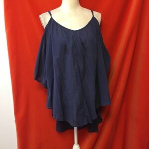 Mara Hoffman off shoulder relaxed swim cover organic blue cotton small